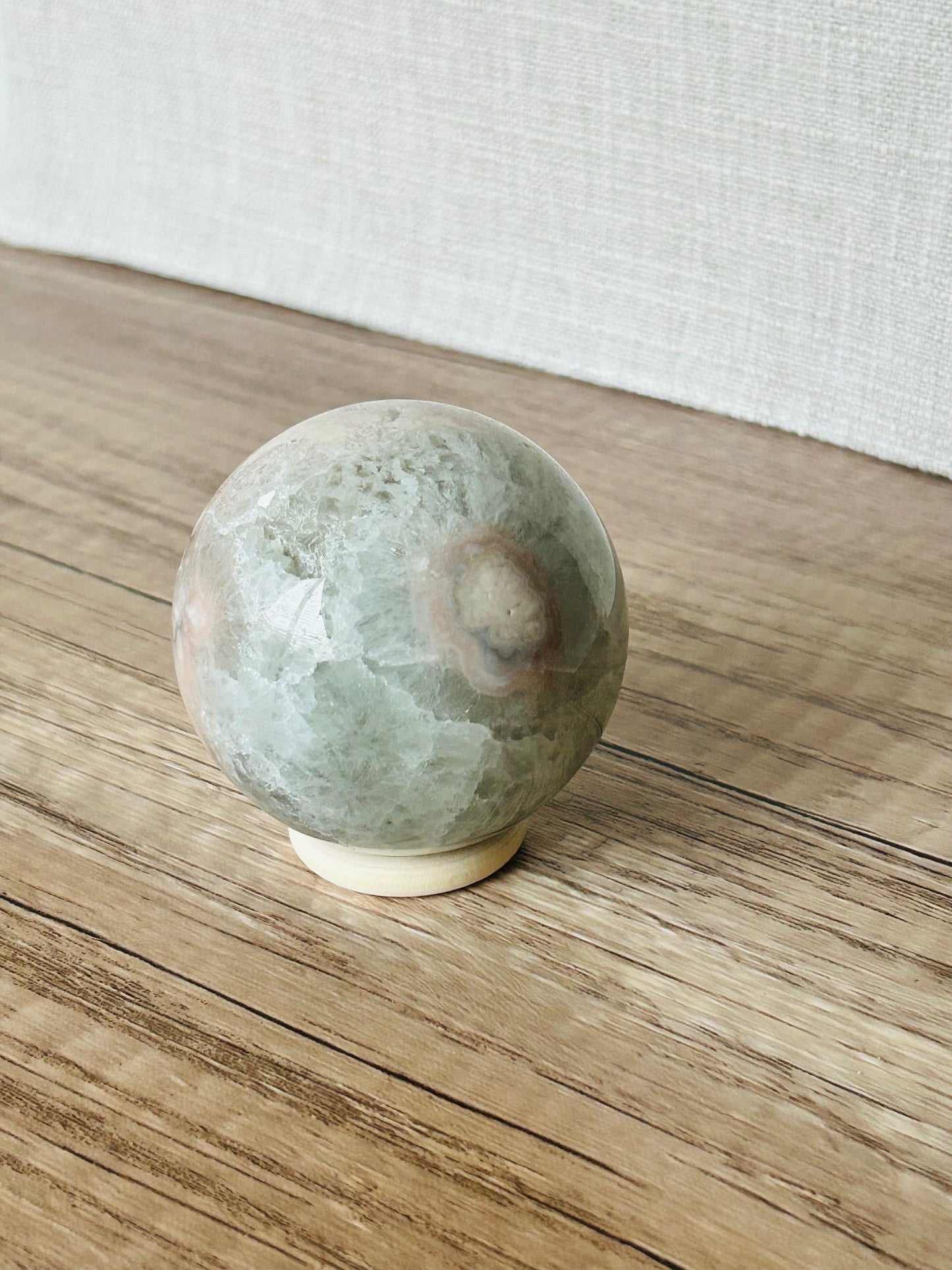 Cherry Blossom Agate Prasiolite Sphere C