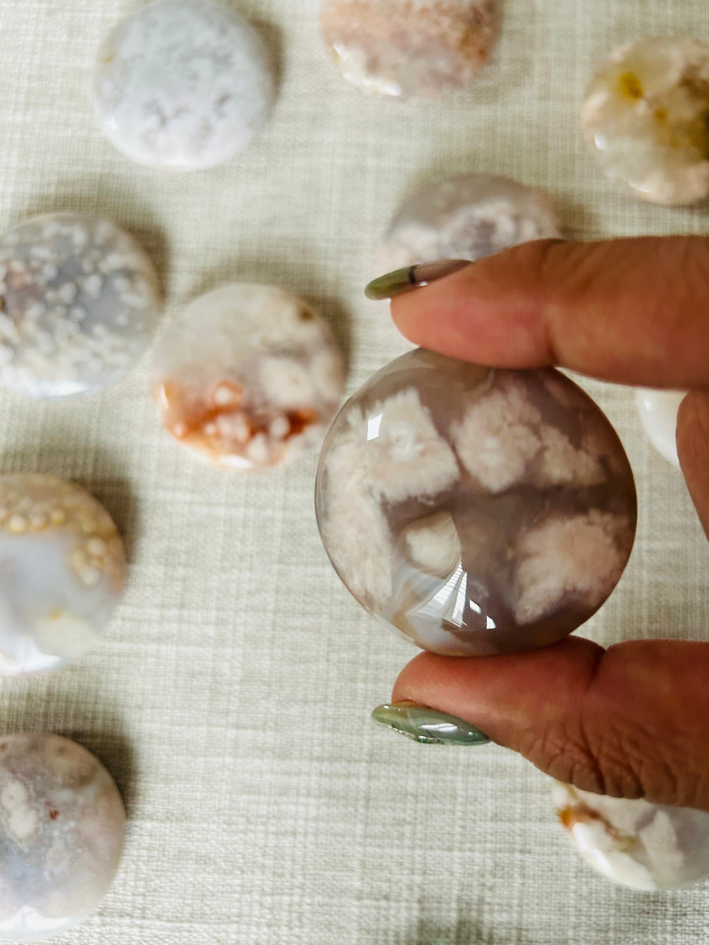 Cherry Blossom Agate Flat Stone