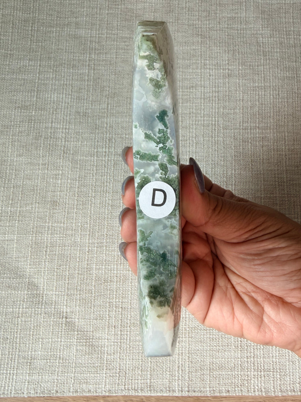 Moss Agate Crescent Moon (D)