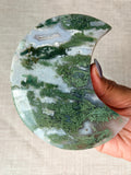 Moss Agate Crescent Moon (C)