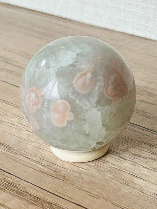 Cherry Blossom Agate Prasiolite Sphere B