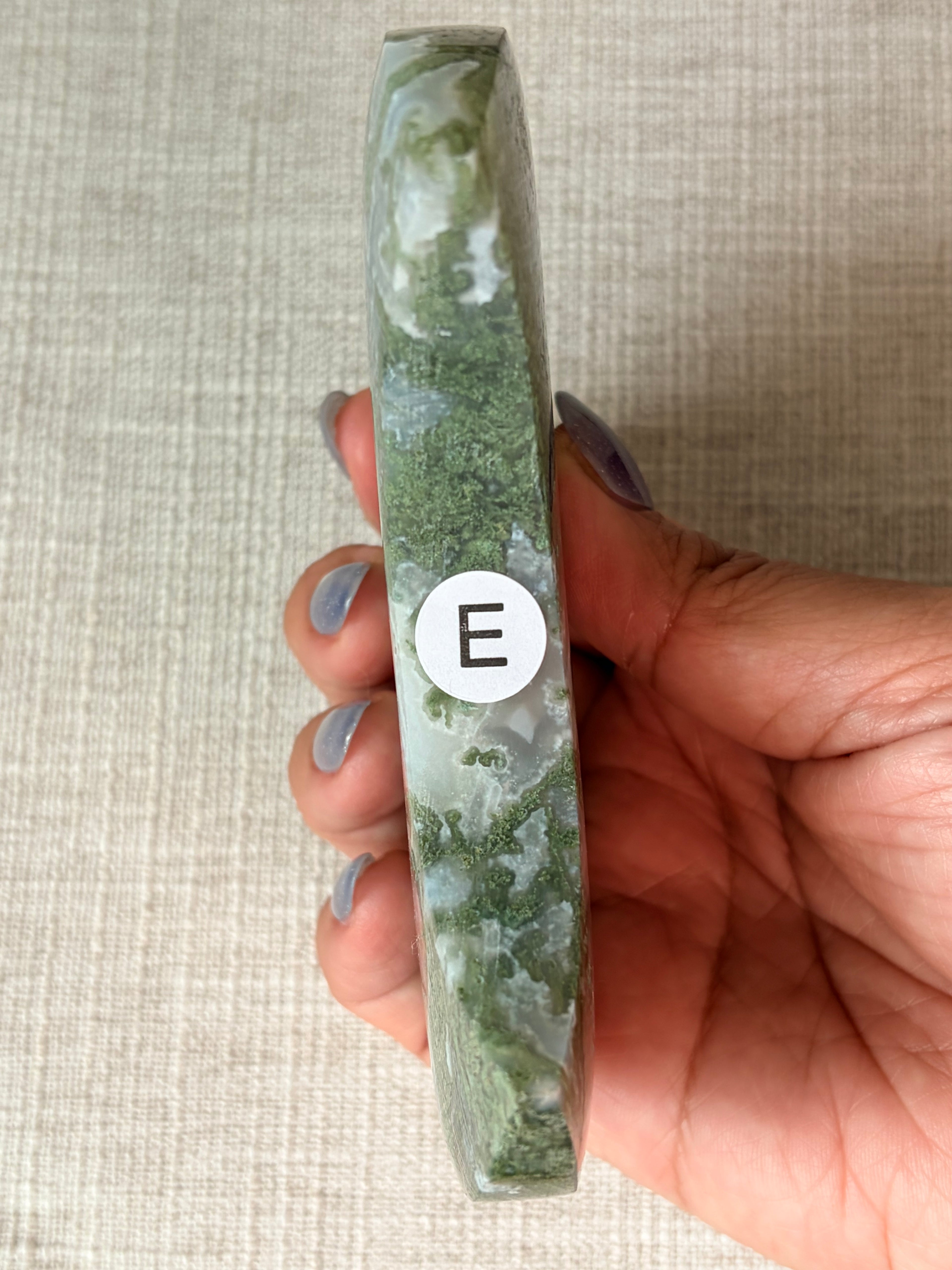 Moss Agate Crescent Moon (E)