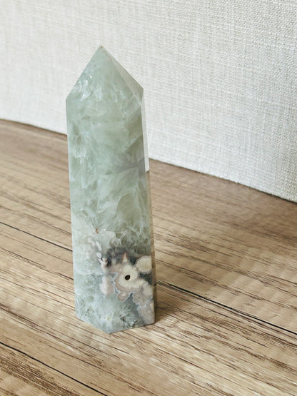 Cherry Blossom Agate Prasiolite Tower A