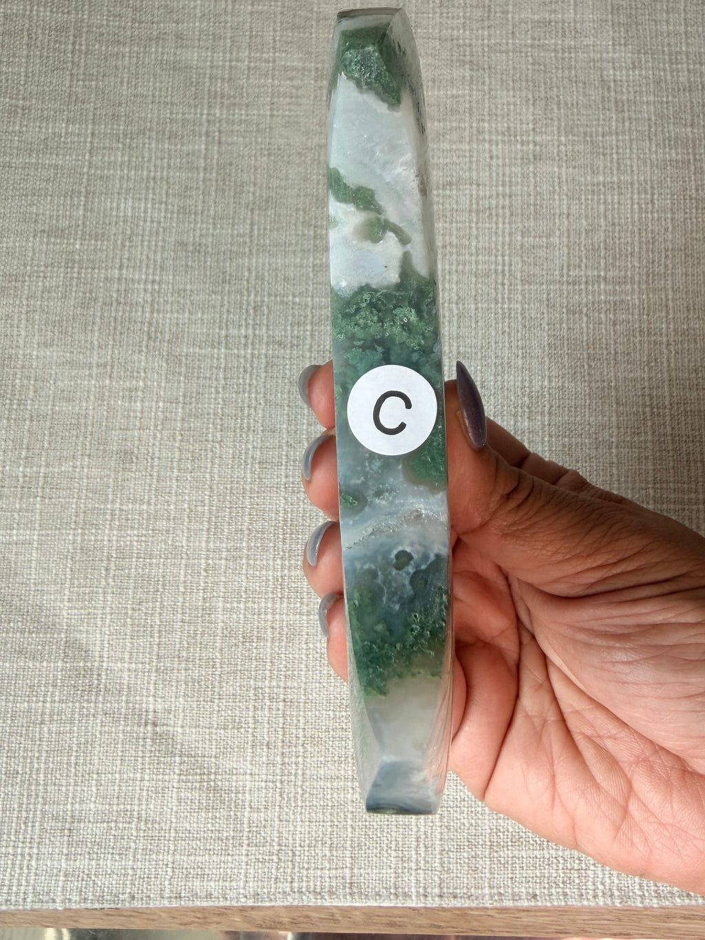 Moss Agate Crescent Moon (C)