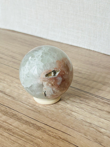 Cherry Blossom Agate Prasiolite Sphere B