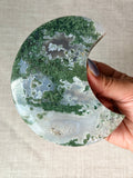 Moss Agate Crescent Moon (D)
