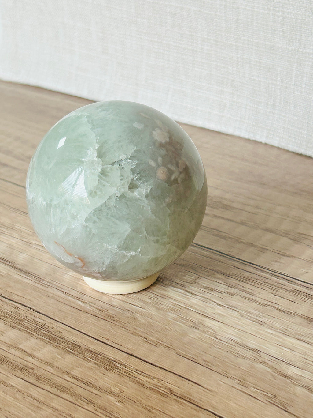 Pink Flower Agate x Green Amethyst Sphere (A)