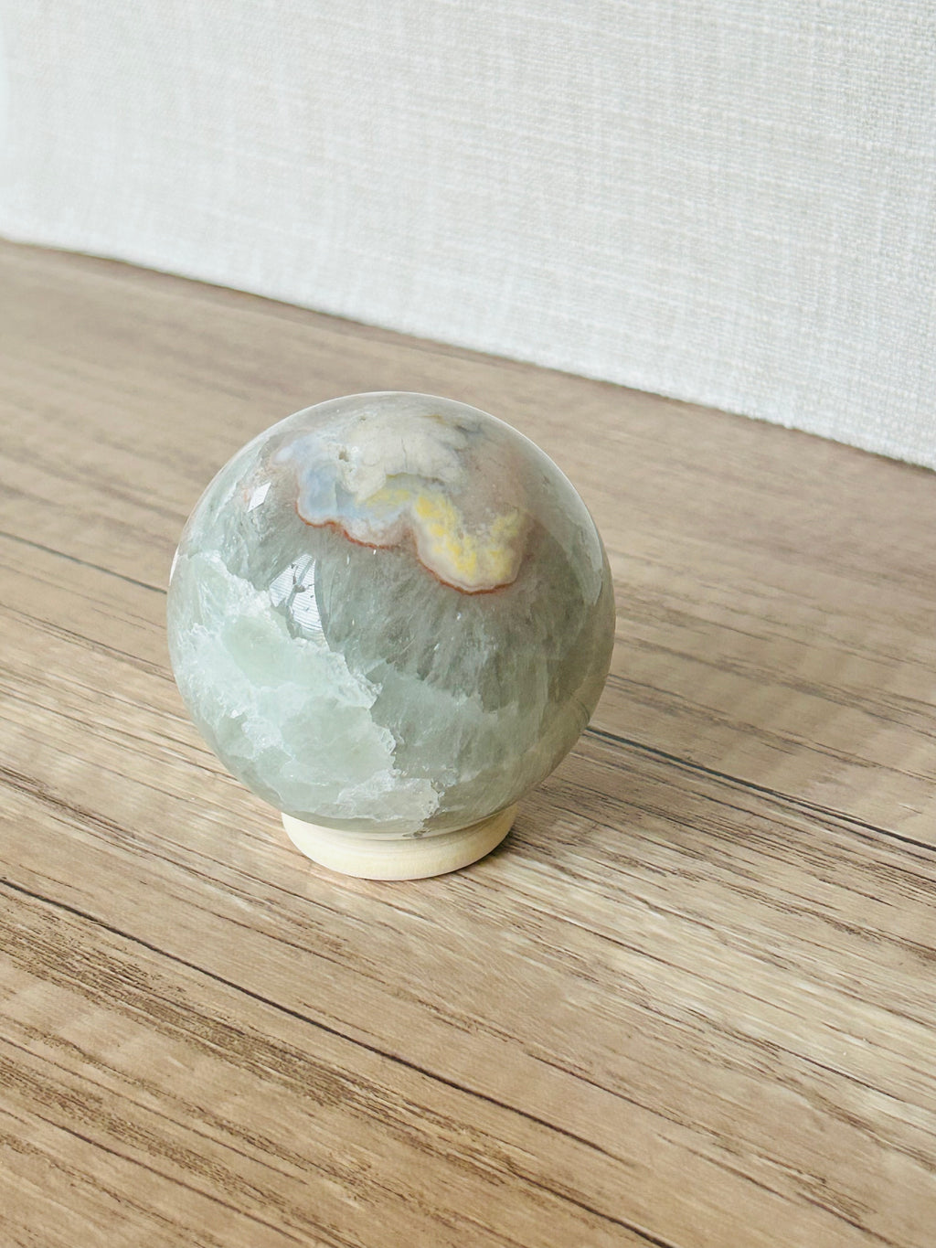 Pink Flower Agate x Green Amethyst Sphere (C)