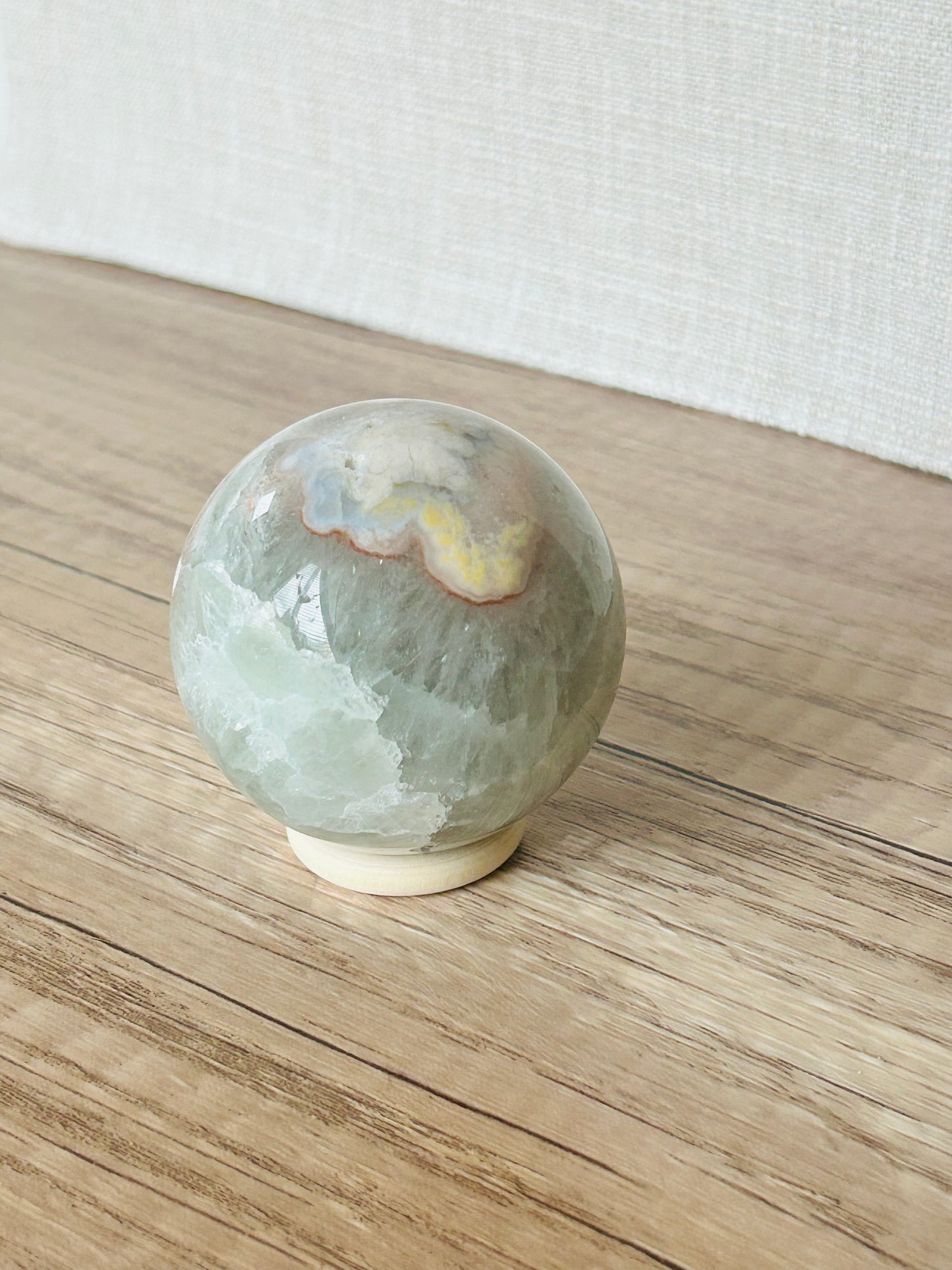 Cherry Blossom Agate Prasiolite Sphere C