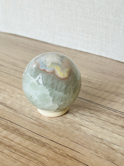 Cherry Blossom Agate Prasiolite Sphere C