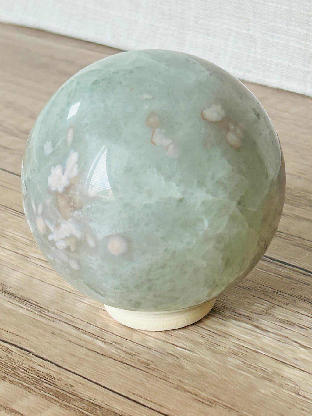 Pink Flower Agate x Green Amethyst Sphere (A)