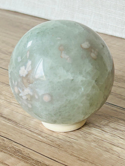 Cherry Blossom Agate Prasiolite Sphere A