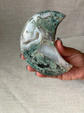 Moss Agate Crescent Moon (A)
