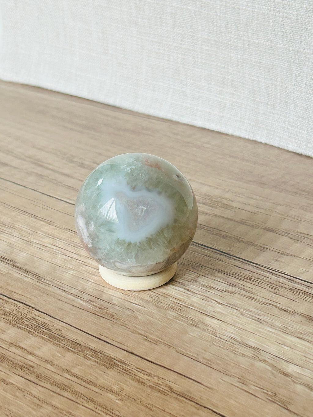 Flower Agate x Green Amethyst Sphere (D)