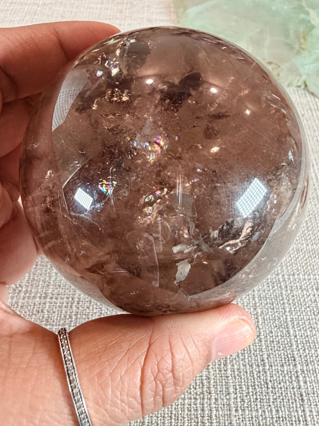 Stunning Smokey Quartz Sphere with Rainbows