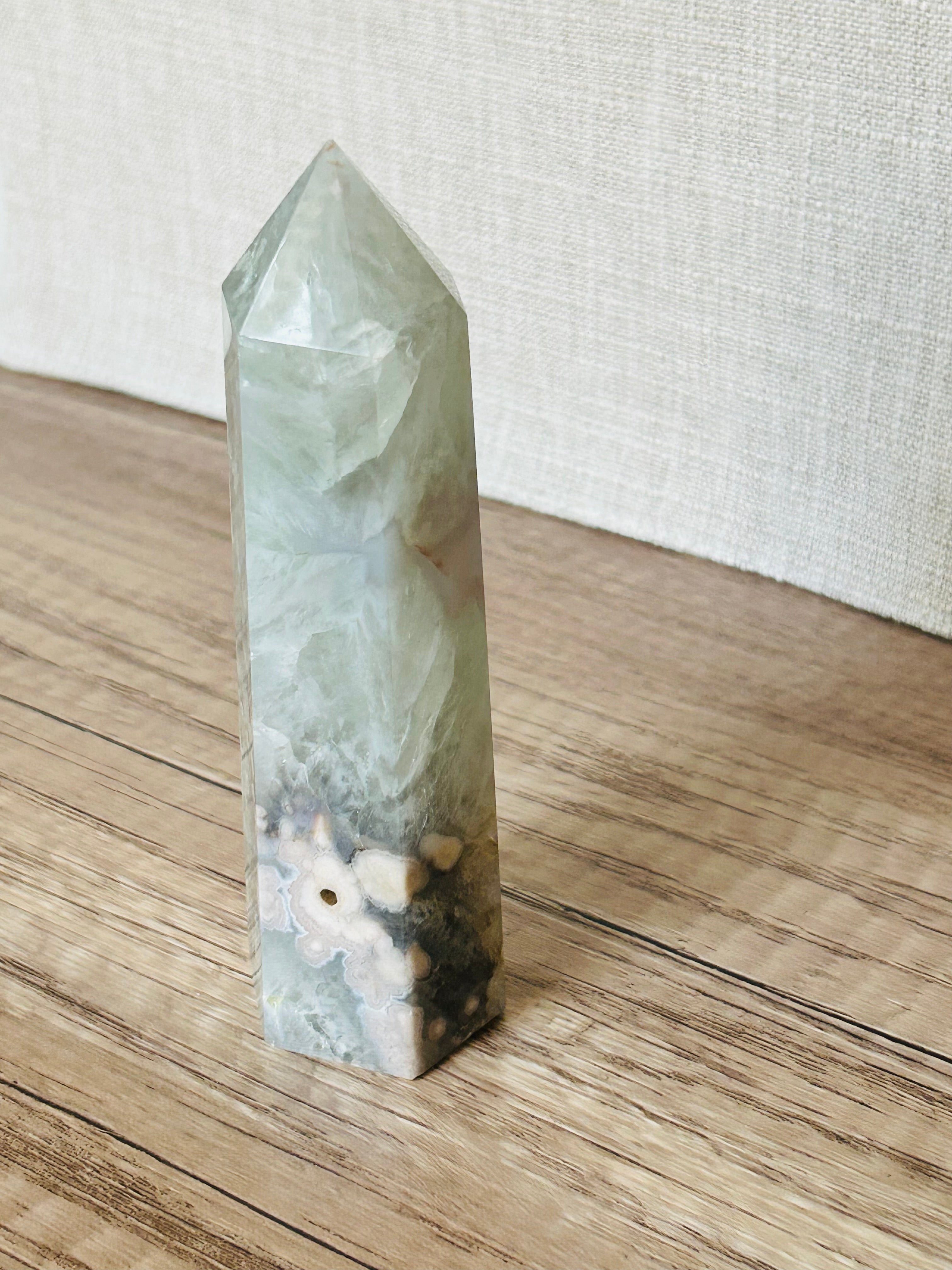 Flower Agate x Green Amethyst Tower (A)