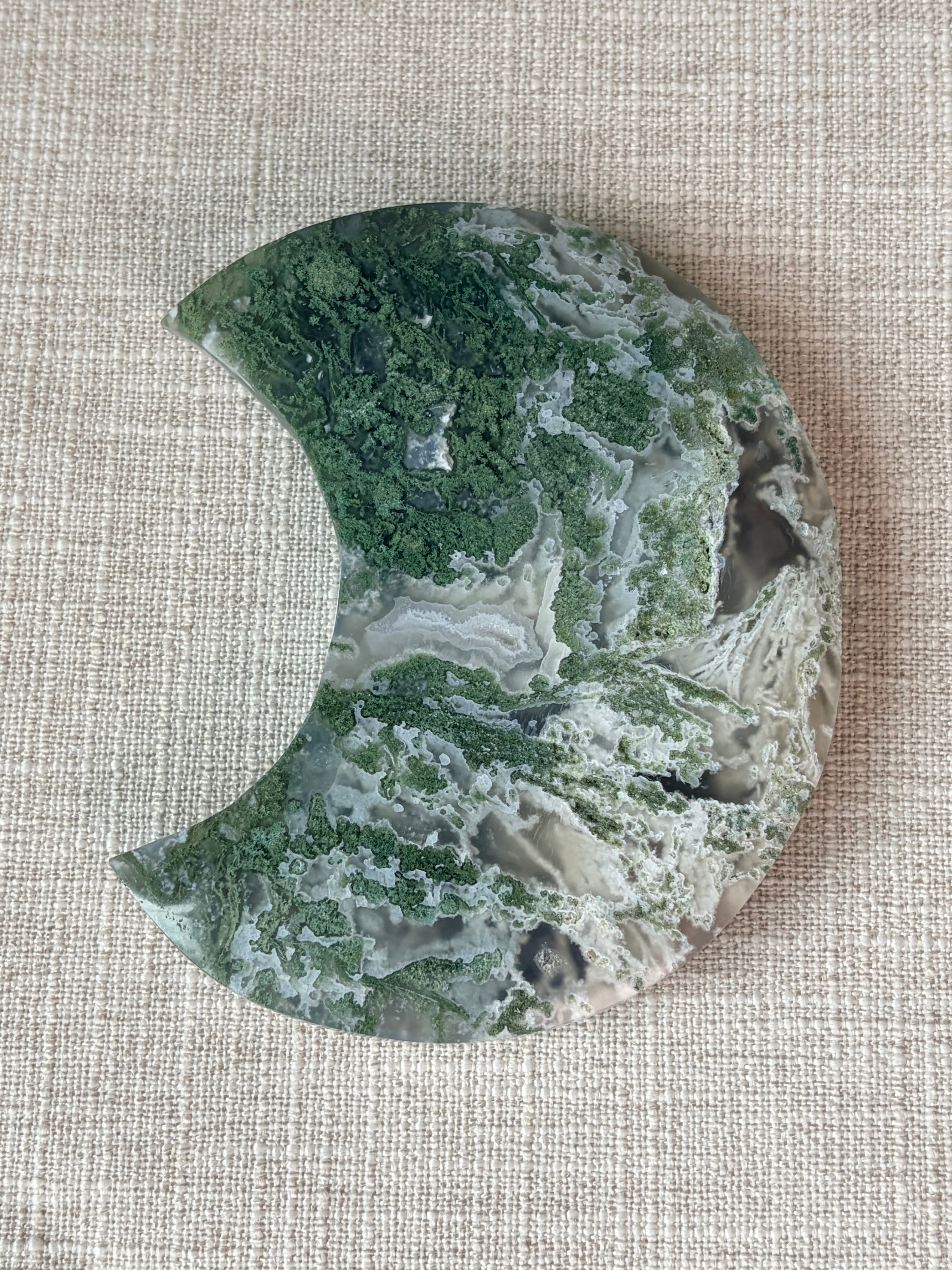 Moss Agate Crescent Moon (E)