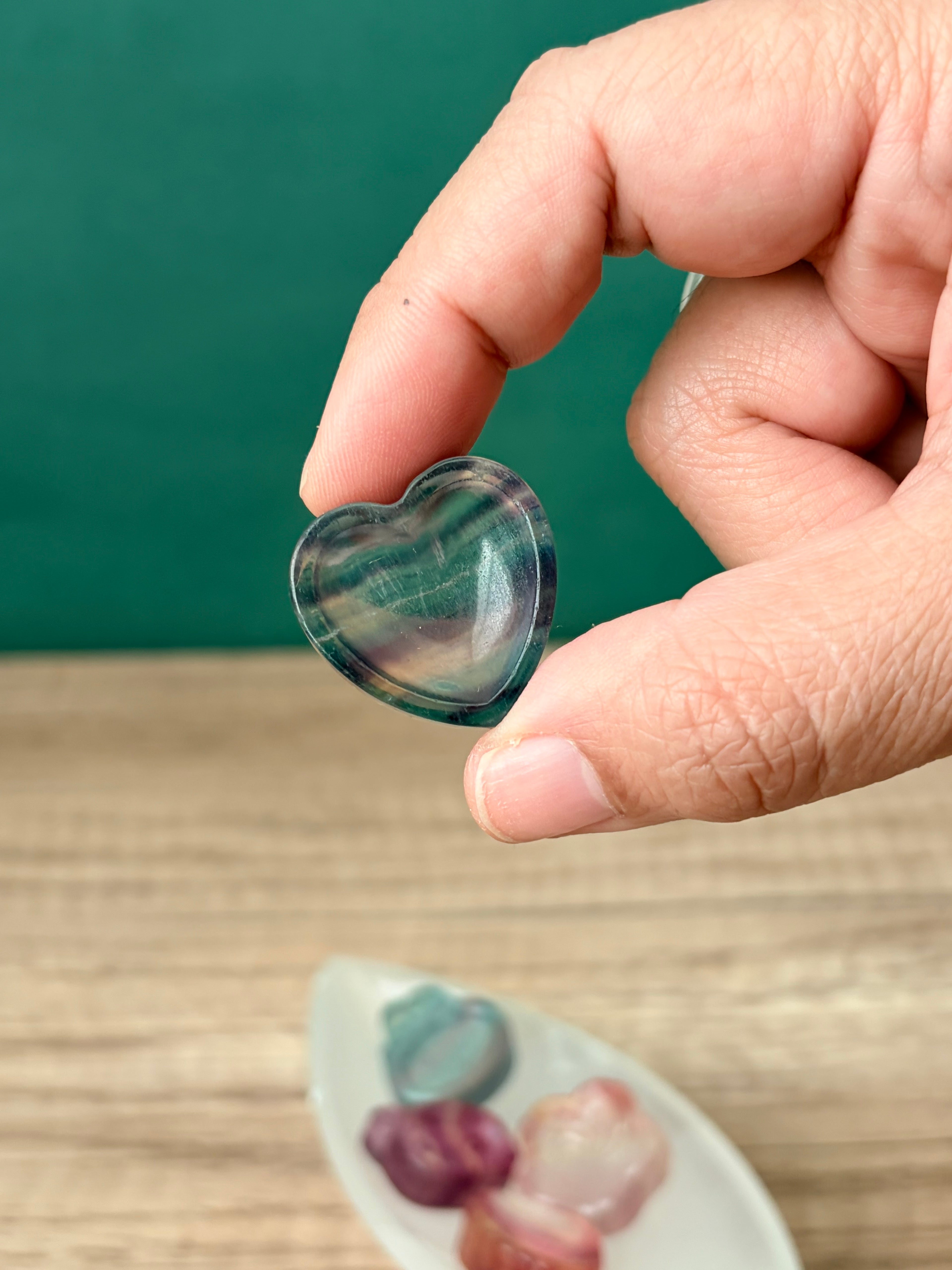 Candy Fluorite Worry Stone (Heart)