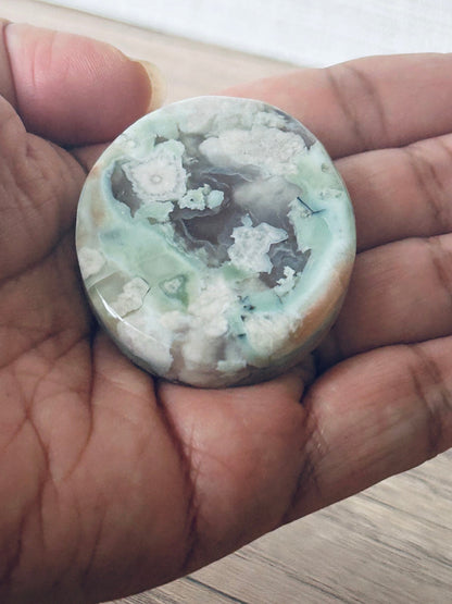 Green Cherry Blossom Agate Flat Stone