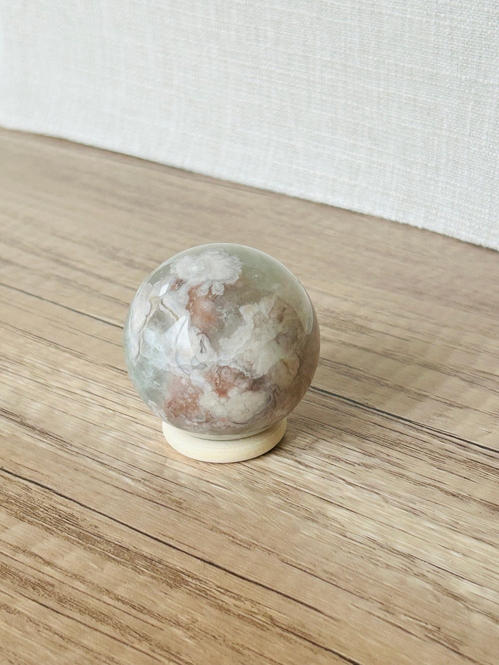 Flower Agate x Green Amethyst Sphere (D)