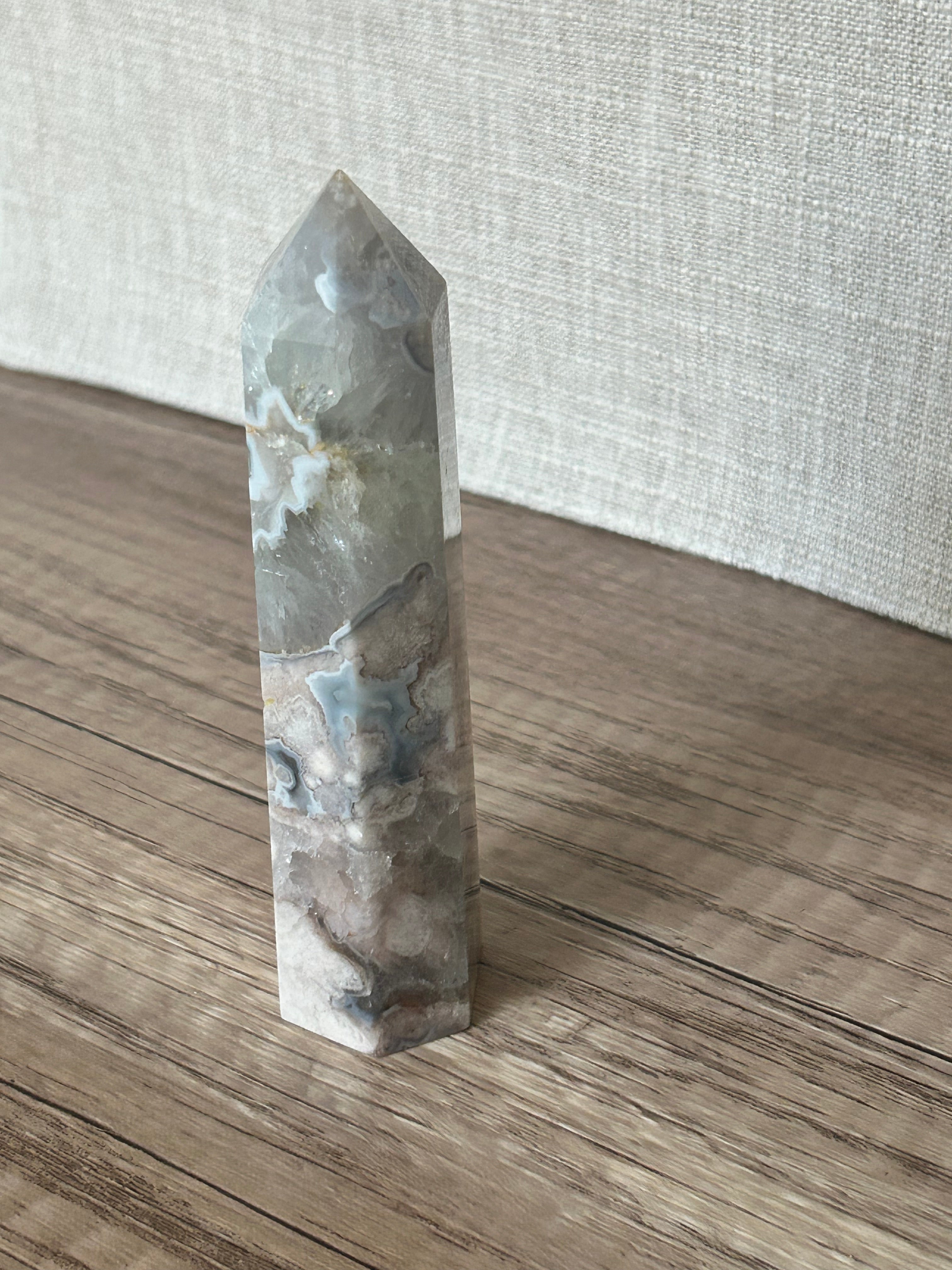Flower Agate x Green Amethyst Tower (C)