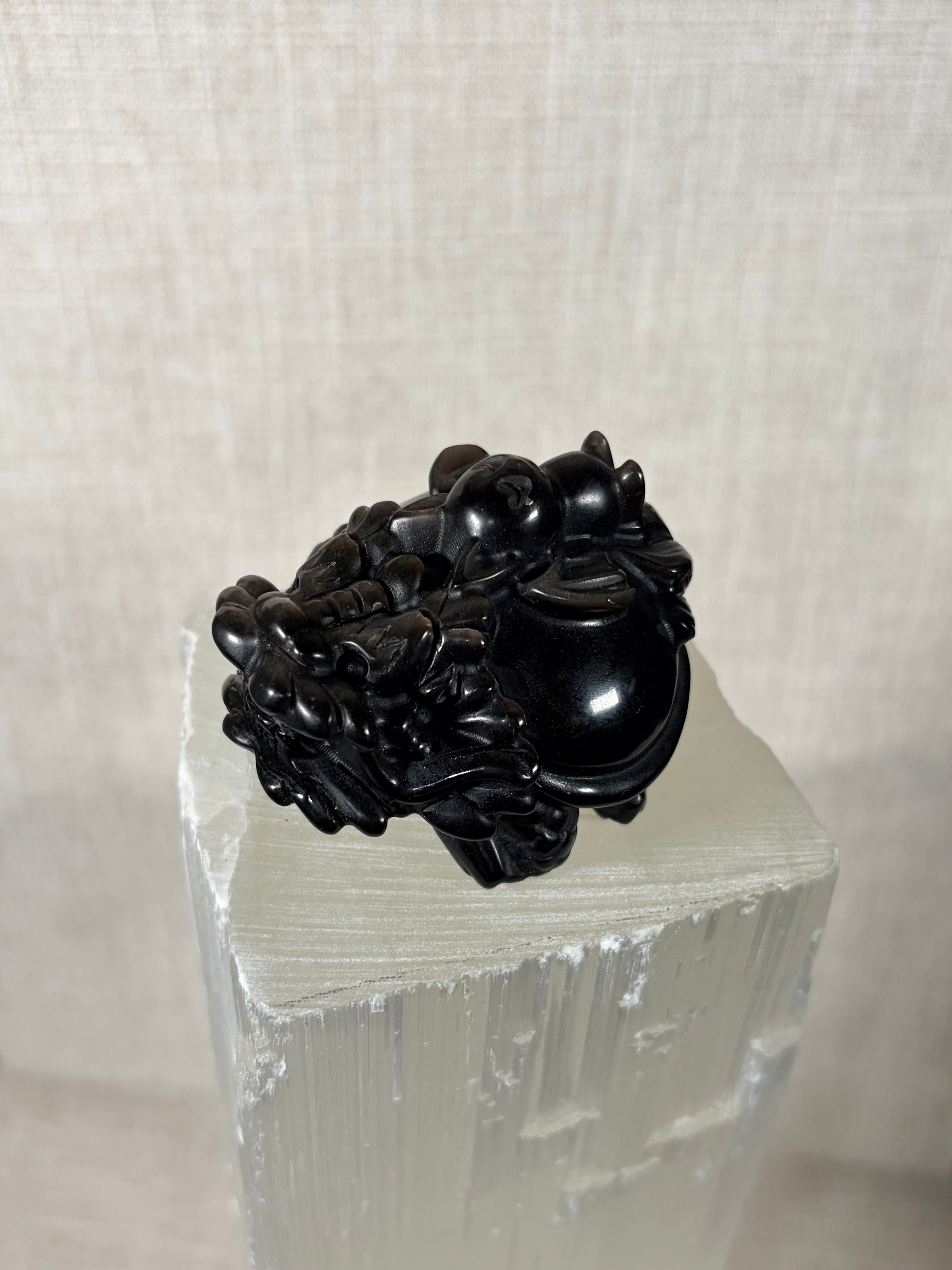 Silver Sheen Obsidian Dragon Turtle (B)