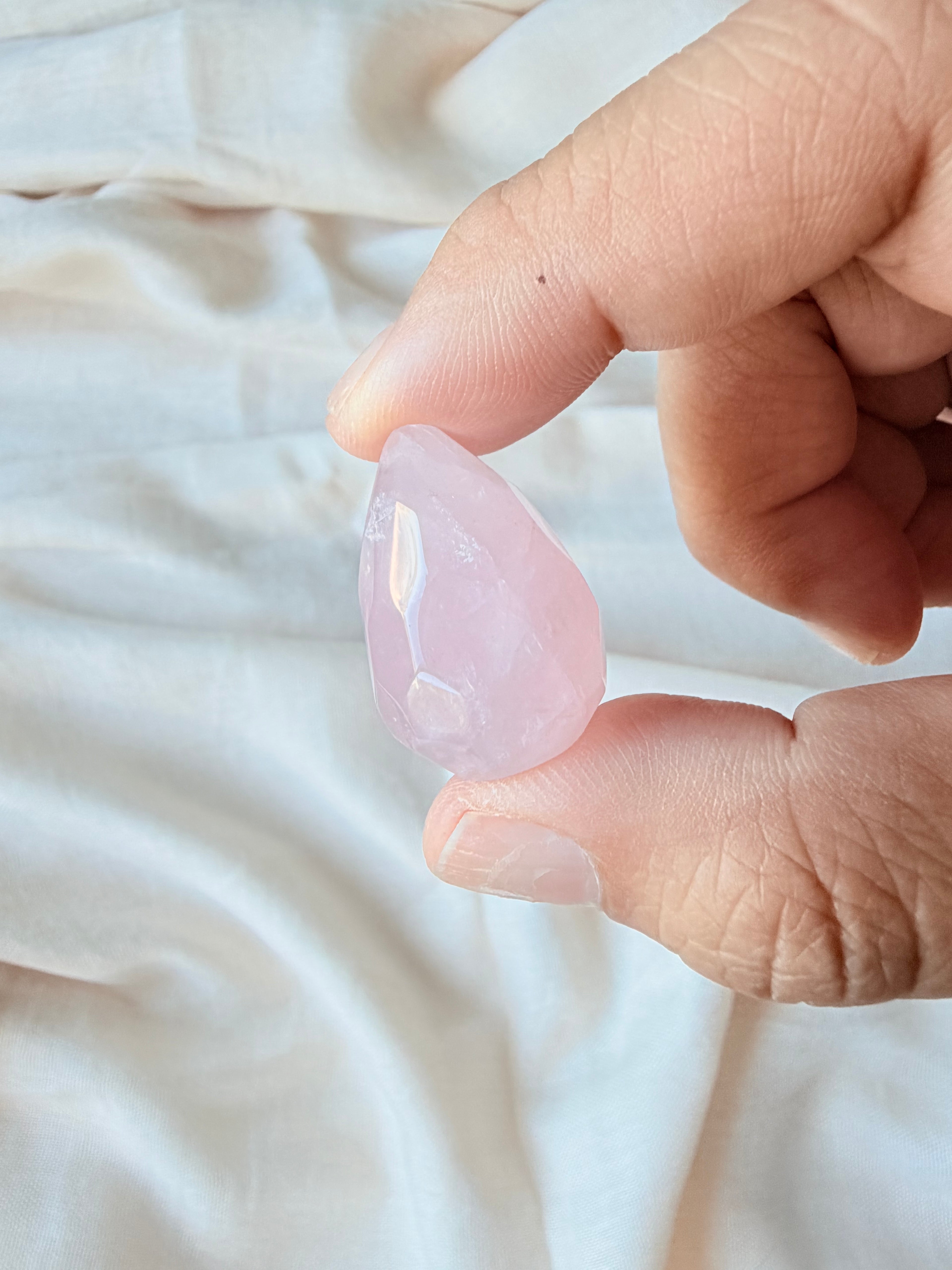 Mini Faceted Rose Quartz Flame